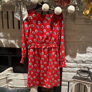 J. Crew Red Floral Casual Dress Size 4